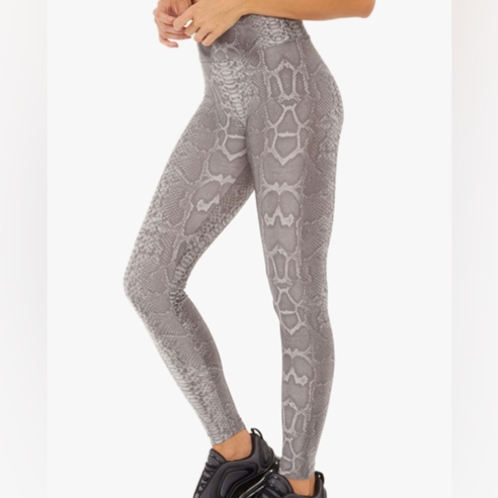 Koral gray snakeskin metallic leggings